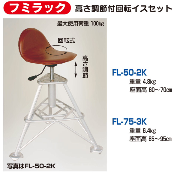 フミラック 高さ調節付回転イスセット