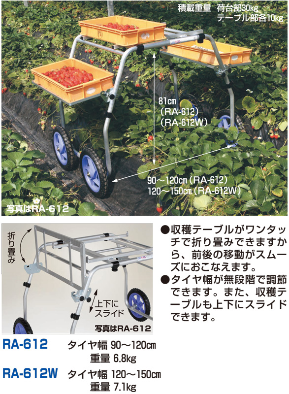 楽太郎 アルミ製 いちご収穫用台車